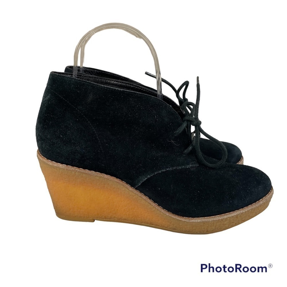 Cole Haan Black Suede Halley Wedge Shoes Size 7.5